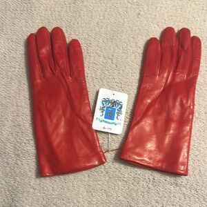 Red Super Soft Leather Gloves. Small